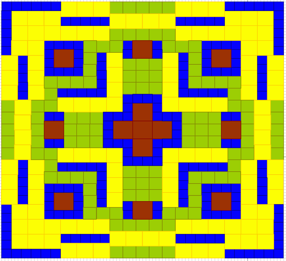 A coloured mosaic pattern used for Acoustic Diffusors from wood
