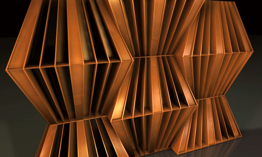 wall of acoustic diffusers with two different sizes