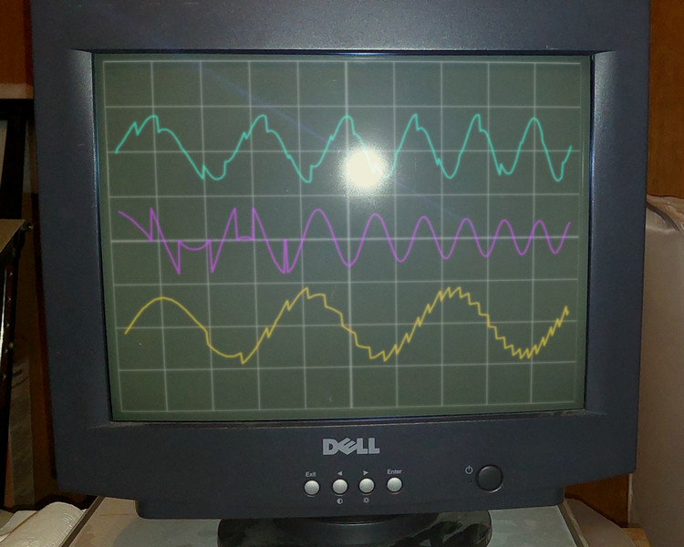 Synthesized waves from wavetable module - scanned with VGA-Oscilloscope - Jürgen Schuhmacher